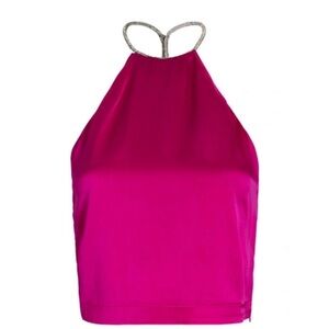 Backgrounde NYC ESTHER CRYSTAL-EMBELLISHED SILK CHARMEUSE TOP
